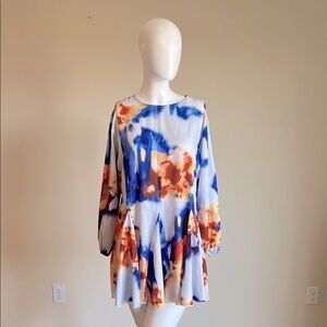 NWOT GLAMAKER Colorful Tie-Dye Long Sleeve Dress.